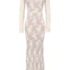 Isoline Peach Lace Maxi Dress