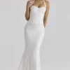Zizi White Halter Neck Broderie Anglaise Corset Top