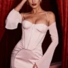 Isra Crystal Satin Corset Mini Dress