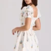 Issa Cream Floral Print Cotton Mini Dress