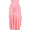 Ivana Apricot Gathered Asymmetric Dress