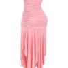 Ivana Apricot Gathered Asymmetric Dress