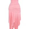 Ivana Apricot Gathered Asymmetric Dress