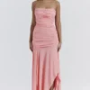 Ivana Apricot Gathered Asymmetric Dress