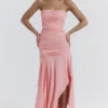 Ivana Apricot Gathered Asymmetric Dress