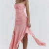 Ivana Apricot Gathered Asymmetric Dress