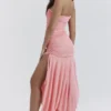 Ivana Apricot Gathered Asymmetric Dress