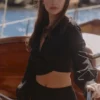 Ivara Black Long Sleeve Cropped Cotton Shirt