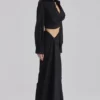 Ivara Black Long Sleeve Cropped Cotton Shirt