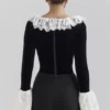 Jacinda Black Velvet Lace Trimmed Corset Top
