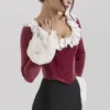 Jacinda Cabernet Velvet Lace Trimmed Corset Top