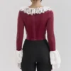 Jacinda Cabernet Velvet Lace Trimmed Corset Top