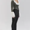 Jacinda Forest Green Velvet Lace Trimmed Corset Top