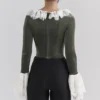 Jacinda Forest Green Velvet Lace Trimmed Corset Top