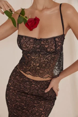 Jacinta Black Lace Cami Top