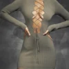 Jada Artichoke Knit Lace Up Dress