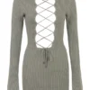 Jada Artichoke Knit Lace Up Dress