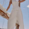 Jae White Cotton Wide Leg Trousers