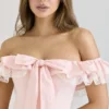 Jaide Pink Stretch Cotton Off Shoulder Corset Mini Dress