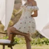 Jaide Stretch Cotton Floral Print Off Shoulder Corset Mini Dress