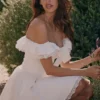 Jaide White Cotton Off Shoulder Corset Mini Dress