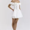 Jaide White Cotton Off Shoulder Corset Mini Dress