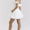 Jaide White Cotton Off Shoulder Corset Mini Dress