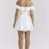Jaide White Cotton Off Shoulder Corset Mini Dress