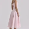 Jaime Pink Cotton Lace Up Midi Sundress