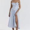 Jaime Soft Blue Cotton Broderie Anglais Midi SunDress