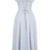 Jaime Soft Blue Cotton Broderie Anglais Midi SunDress