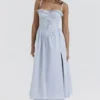 Jaime Soft Blue Cotton Broderie Anglais Midi SunDress