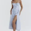 Jaime Soft Blue Cotton Broderie Anglais Midi SunDress