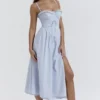 Jaime Soft Blue Cotton Broderie Anglais Midi SunDress