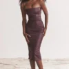 Jalena Mulberry Vegan Leather Lace Back Dress