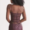 Jalena Mulberry Vegan Leather Lace Back Dress