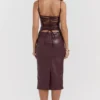 Jalena Mulberry Vegan Leather Lace Back Dress