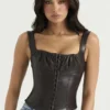 James Bitter Chocolate Vegan Leather Corset