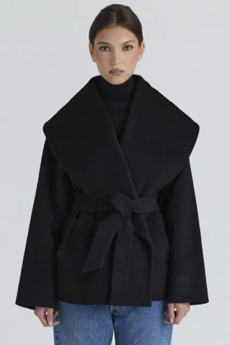 James Black Wool Shawl Collar Jacket