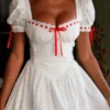 Jana White Broderie Anglaise Puff Sleeve Mini Dress