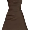 Jasmine Chocolate Draped Strapless Corset Dress