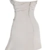 Jasmine Oyster Draped Strapless Corset Dress