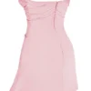 Jasmine Rose Pink Draped Strapless Corset Dress