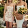 Jasmine Rose Print Draped Corset Dress