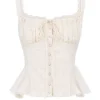 Jean Vintage Cream Cotton Broderie Anglais Peplum Top