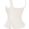 Jean Vintage Cream Cotton Broderie Anglais Peplum Top