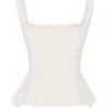 Jean Vintage Cream Cotton Broderie Anglais Peplum Top