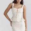 Jean Vintage Cream Cotton Broderie Anglais Peplum Top