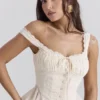 Jean Vintage Cream Cotton Broderie Anglais Peplum Top