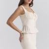 Jean Vintage Cream Cotton Broderie Anglais Peplum Top